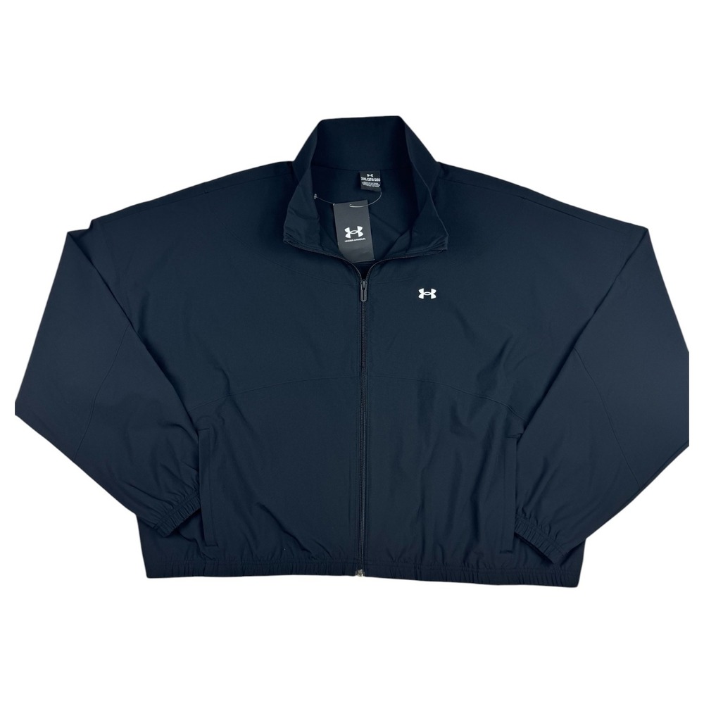 Under Armour Womens Rival Woven Jacket Black Full Zip 2XL NEW